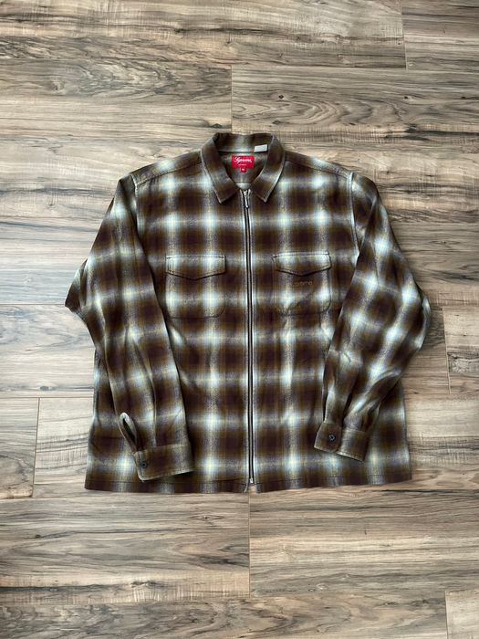 Supreme Shadow Plaid Flannel ZipUp Shirt