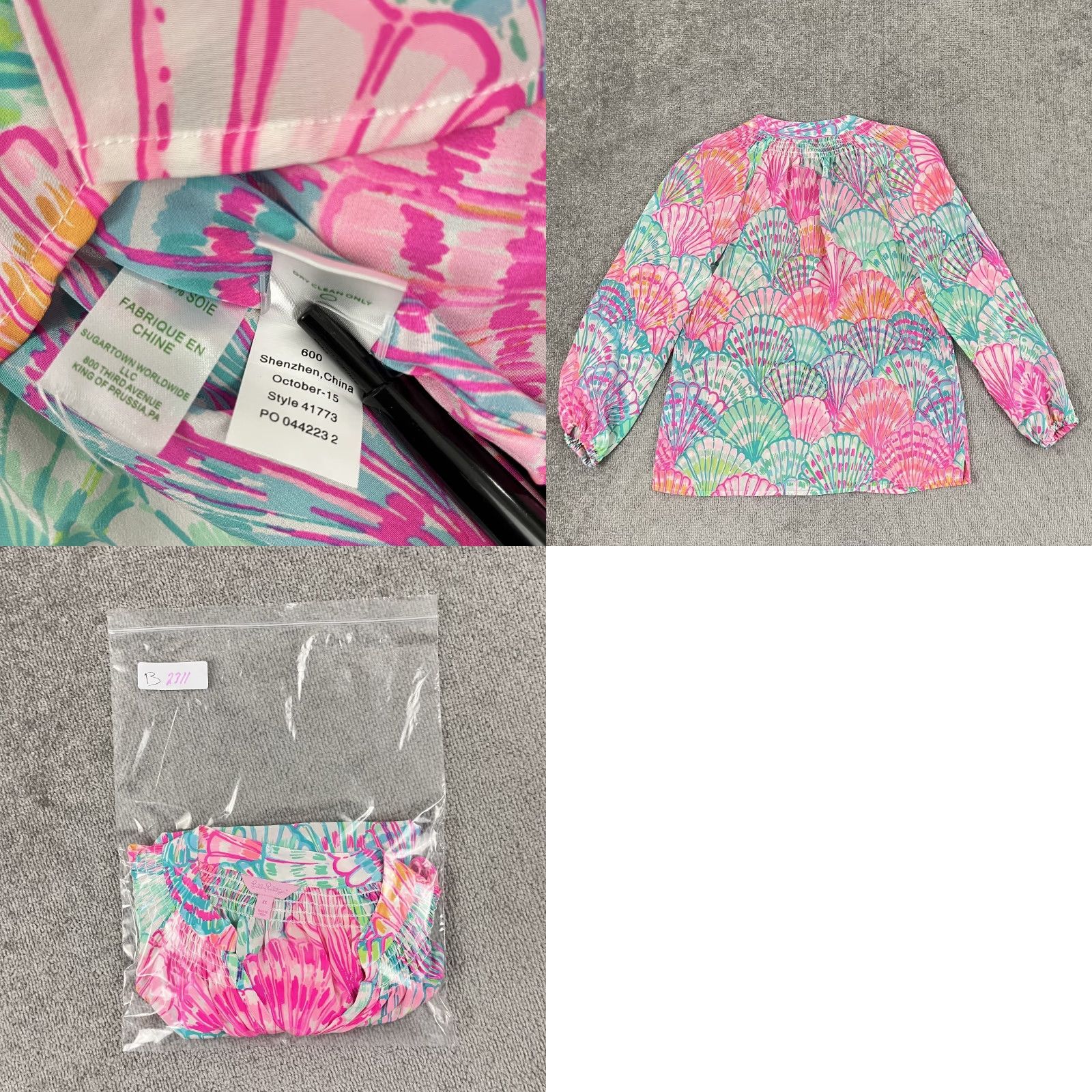Lilly Pulitzer VINTAGE Lilly Pulitzer Elsa Silk Blouse Womens XS Summer Sea Shells Geometric Pattern Classic Style Size XS / US 0-2 / IT 36-38 - 8 Thumbnail