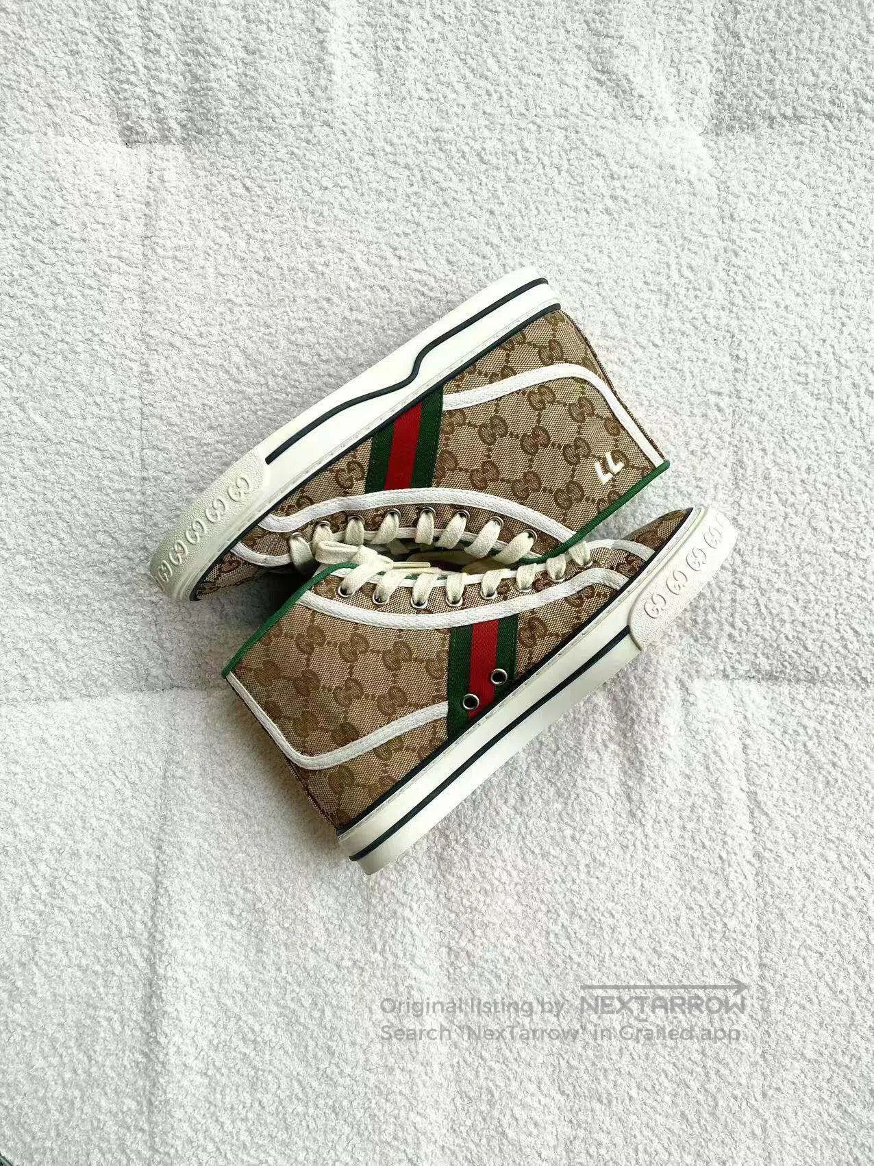 Gucci Guicci Presbyon full of logo classic high-top canvas shoes Size US 5.5 / IT 35.5 - 3 Thumbnail