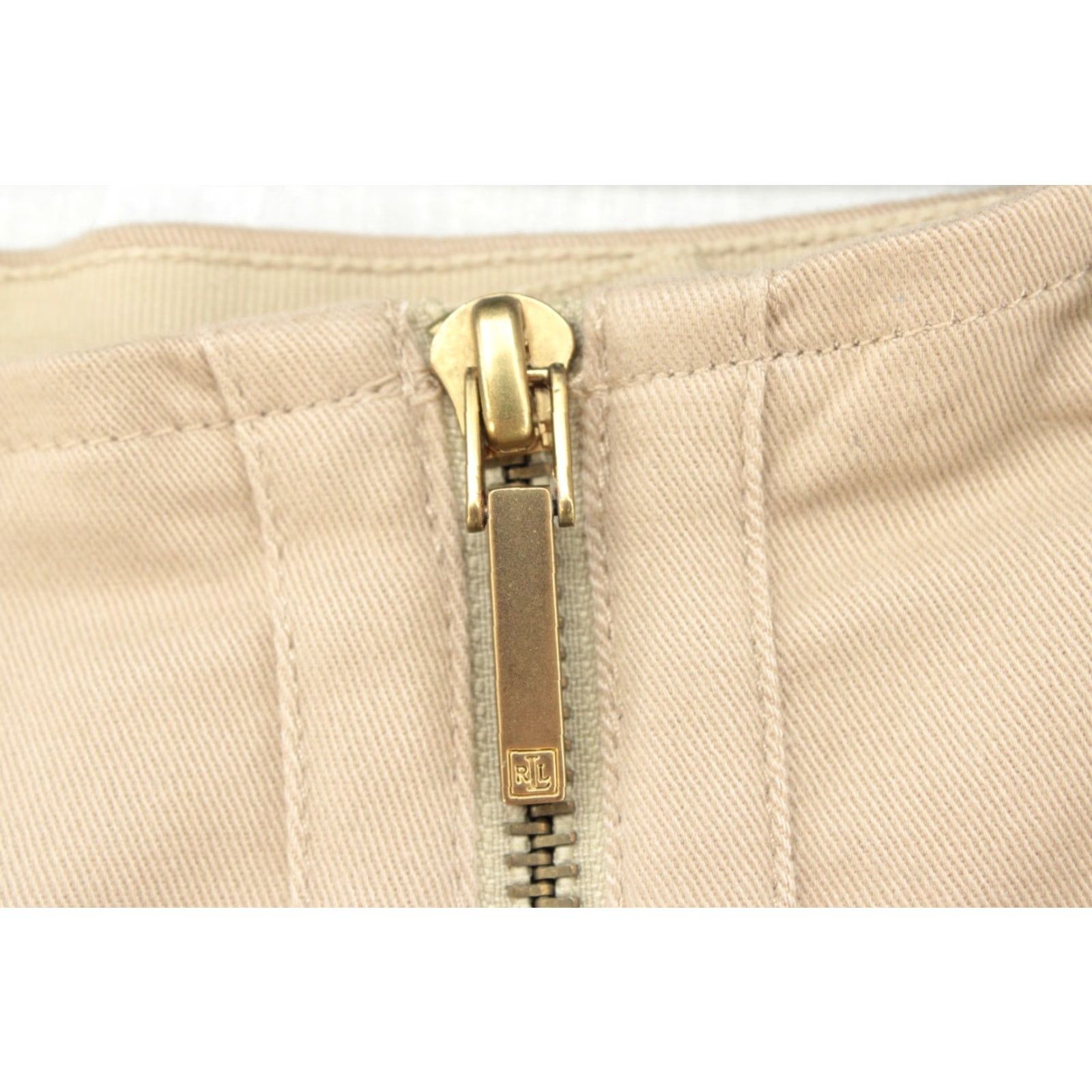 Ralph Lauren VINTAGE Ralph Lauren Pants Women Size 12 Khaki Beige Stretch Front Zipper Career Chino 90s Womens Size 34" / US 12 / IT 48 - 5 Thumbnail