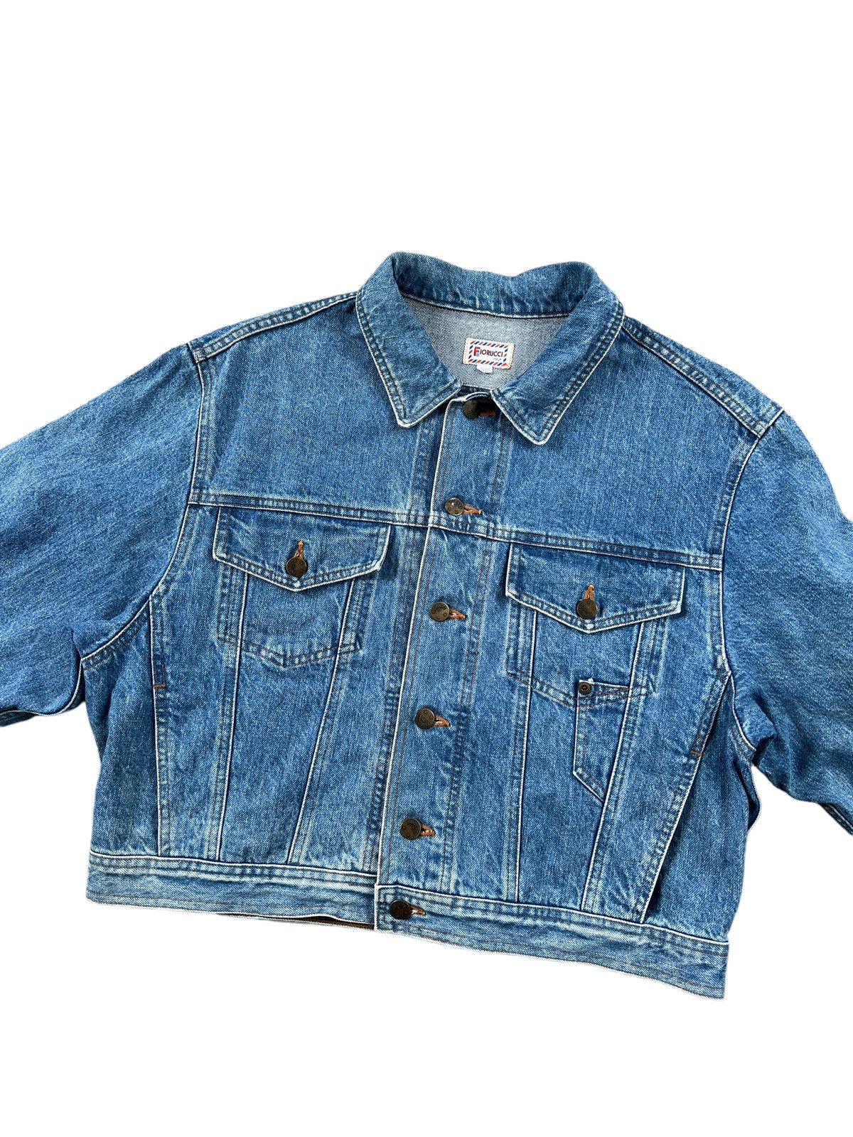 Fiorucci × Vintage Vintage 80s Fiorucci 3D Logo Cropped Denim Jacket Size US M / EU 48-50 / 2 - 4 Thumbnail