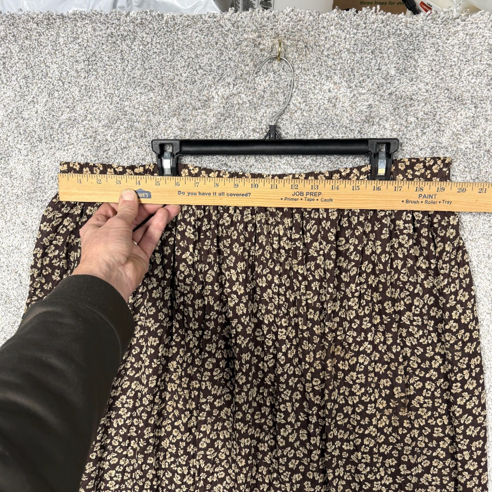 Lee VINTAGE Kathie Lee Skirt 20W Brown Tan Floral Boho Cottagecore Whimsigoth 90s Maxi Long Elastic Waist Pull On Size 42" / US 20 - 2 Thumbnail
