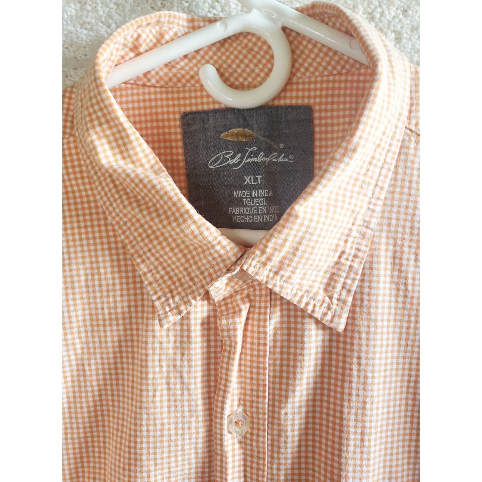 Vintage Bob Timberlake Shirt Mens XLT Orange White Check Long Sleeve Button Up Size US XL / EU 56 / 4 - 4 Thumbnail