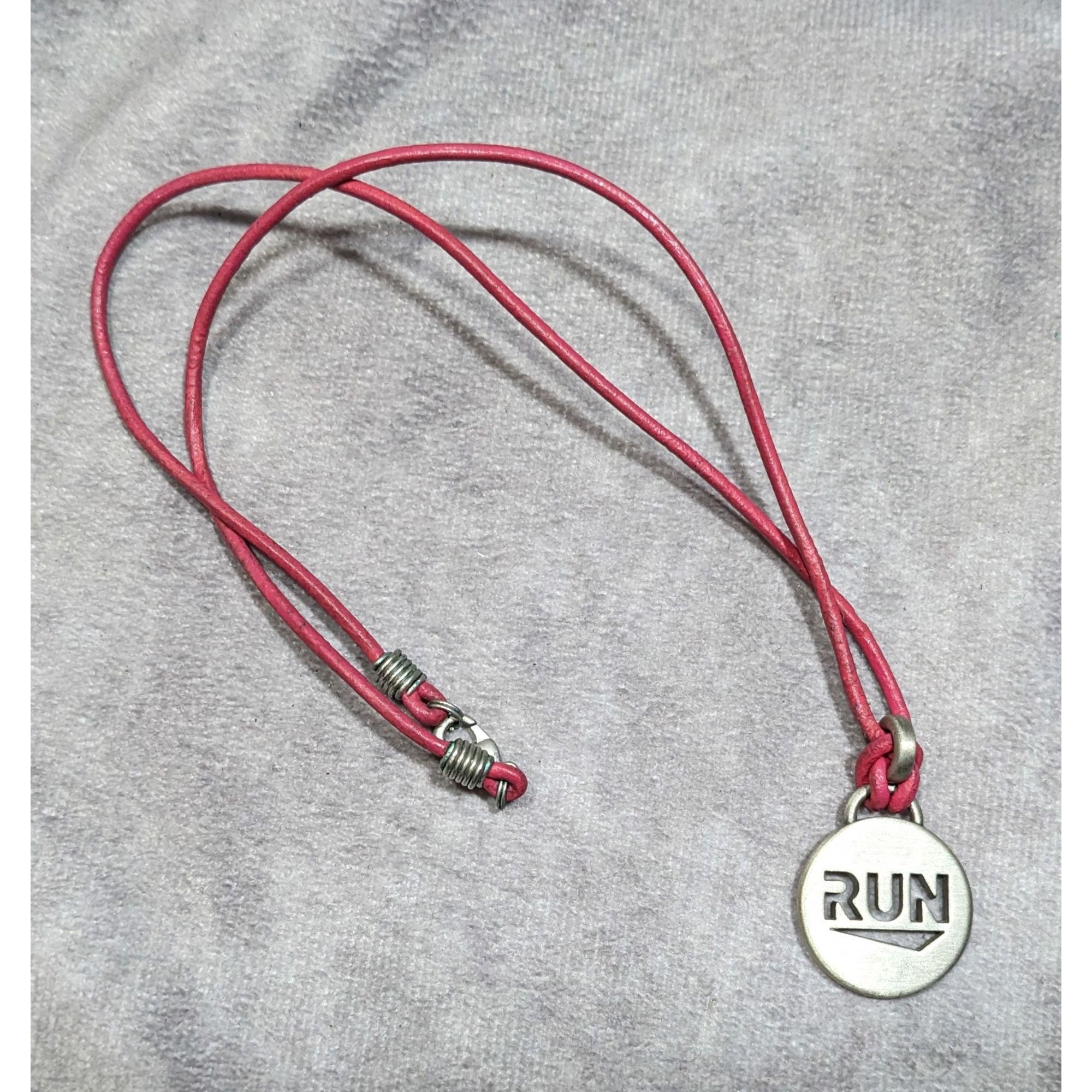 Other Athlete Inspired "Run" Necklace With Pink Leather Cord Size ONE SIZE - 8 Thumbnail