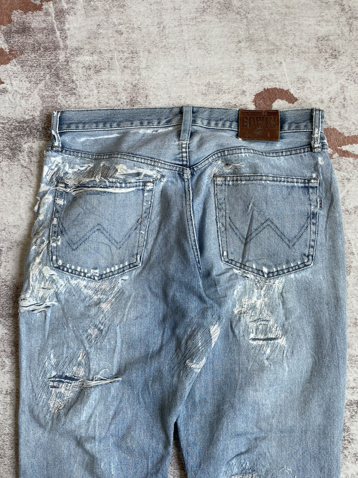 If Six Was Nine Vintage Edwin 404 Thrashed Denim Pants Size US 32 / EU 48 - 4 Thumbnail
