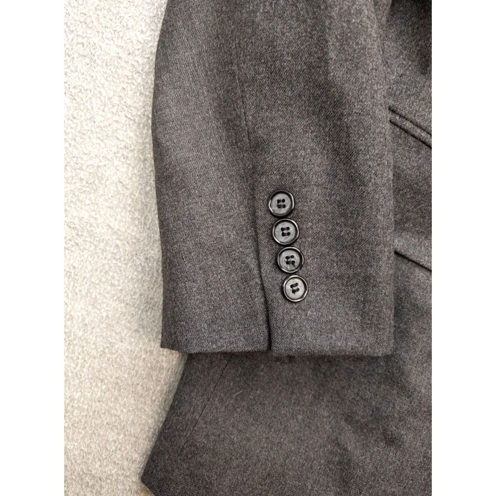 Vintage Jeffrey Banks Blazer Mens 44R Gray 100% Wool Two-Button Notch Lapel Single-Breasted Jacket Regular Size XX Size 44R - 4 Thumbnail
