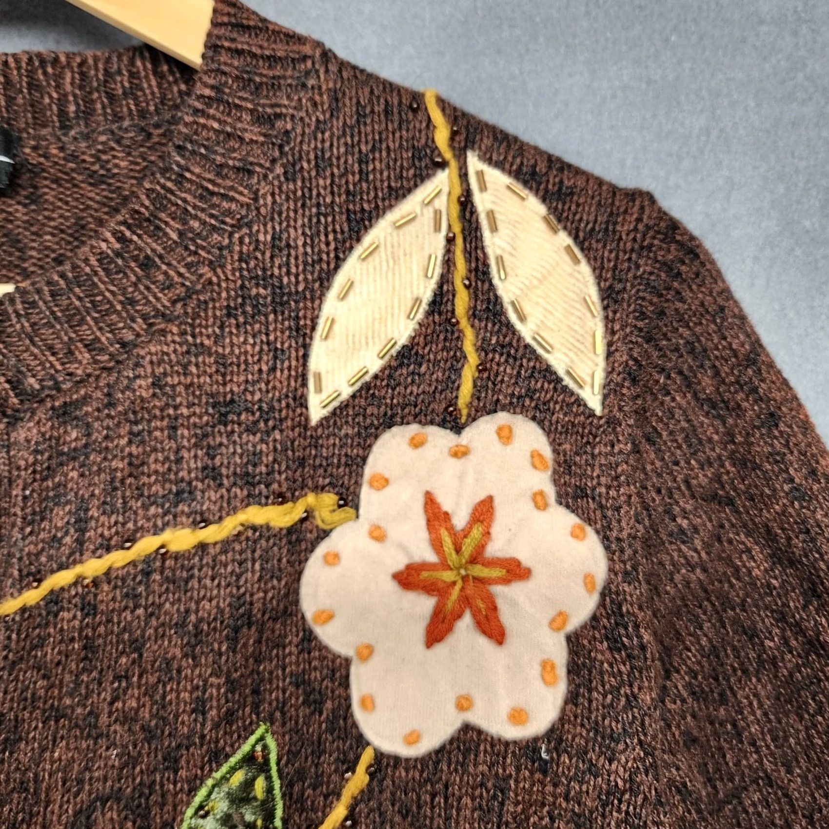 Vintage VINTAGE Cardigan Sweater Womens Small Brown Floral Granny Cottage Size S / US 4 / IT 40 - 7 Thumbnail
