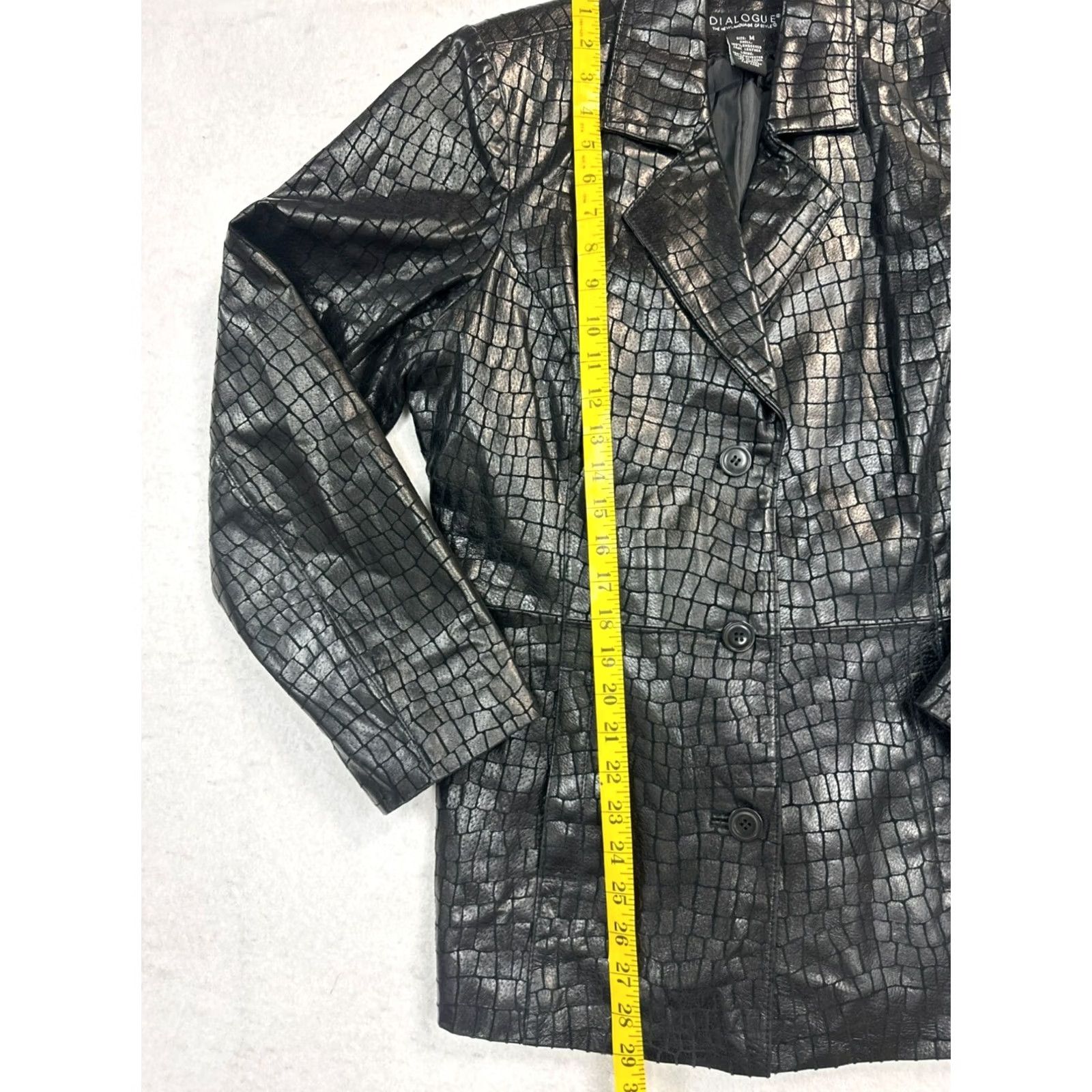 Vintage VINTAGE Dialogue Leather Jacket Women's Medium 100% Crocodile Leather Black 100% Embossed Crocodile Leather Dialogue Jacket Womens Medium Black Size M / US 6-8 / IT 42-44 - 3 Thumbnail