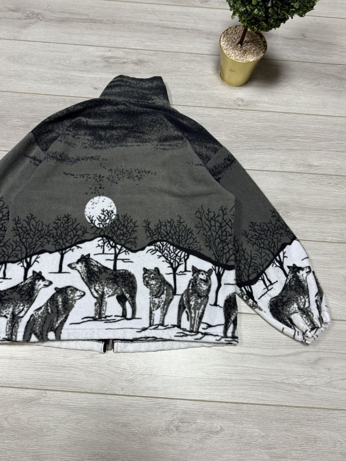 Vintage Wolves UK fleece all over print jacket forest zip outdoor Size US M / EU 48-50 / 2 - 11 Thumbnail