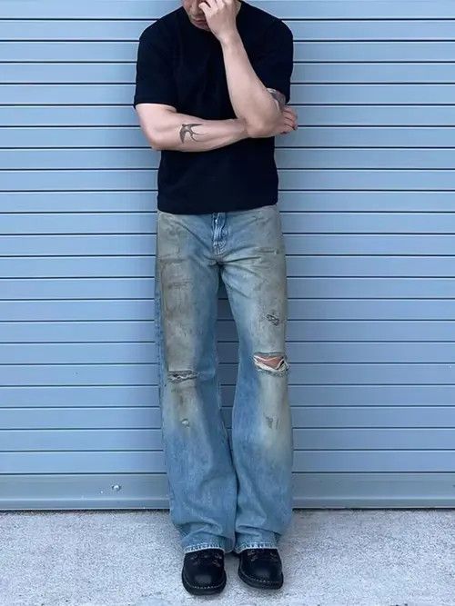 VIBE Vintage dirty ripped washed rare jeans Size US 32 / EU 48 - 6 Thumbnail