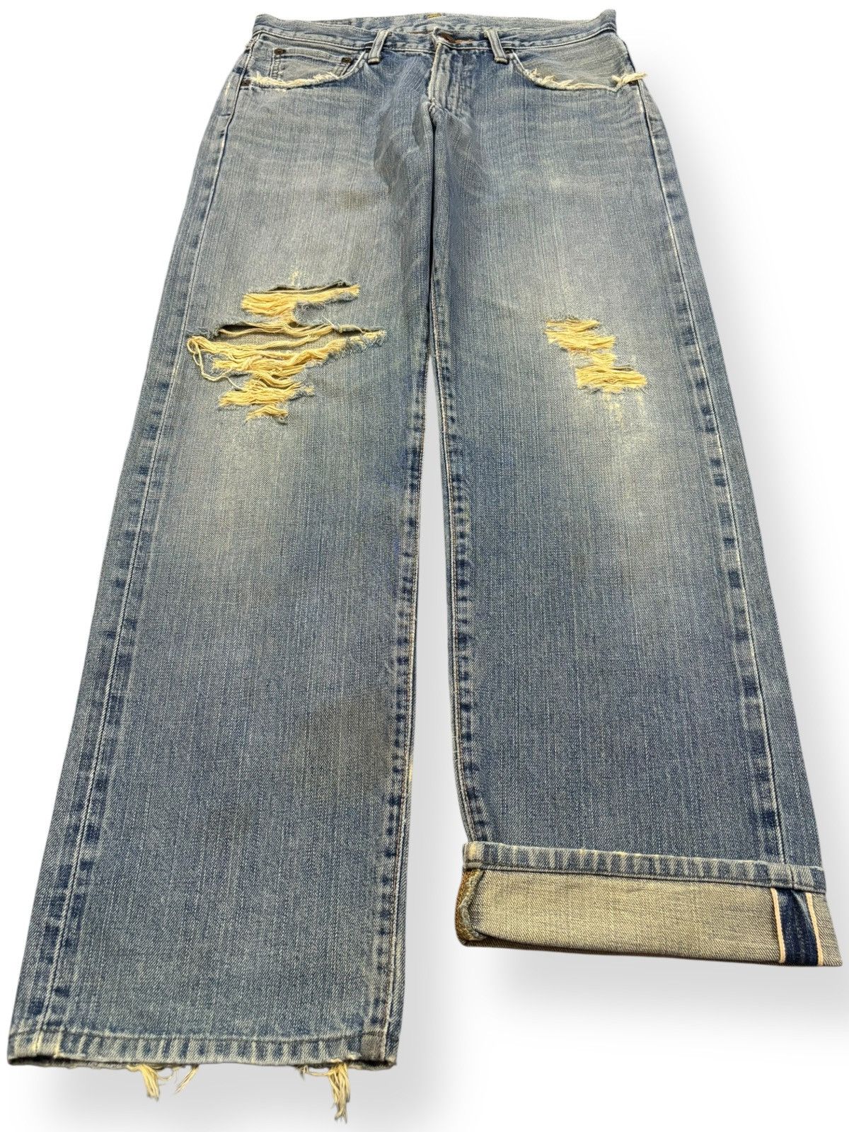 Vintage Edwin 505x Selvedge Mud Wash Baggy Distressed Jeans