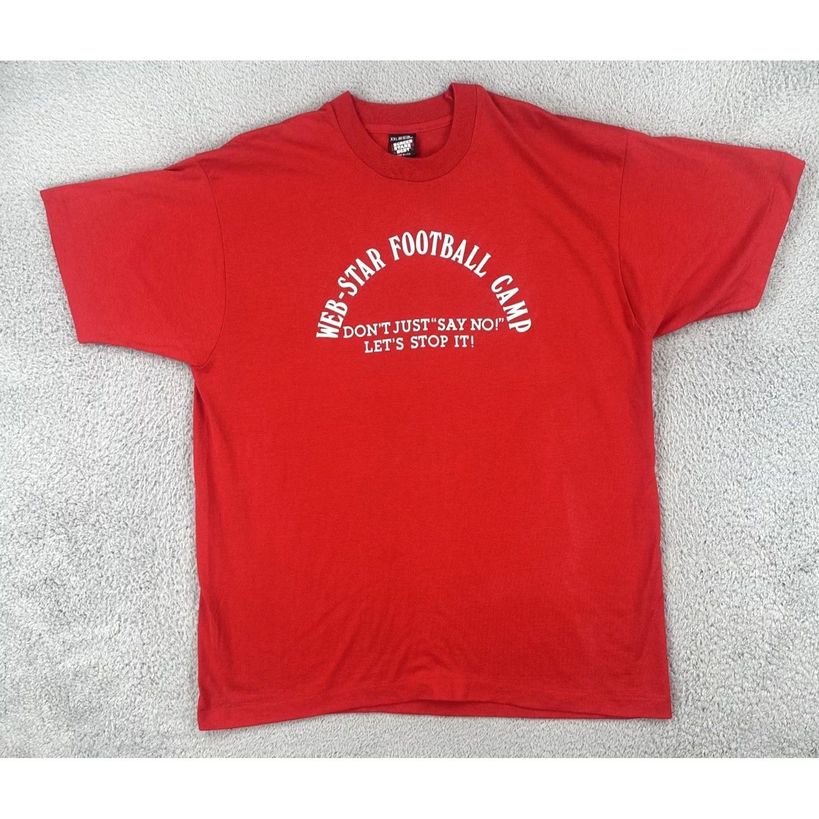 Vintage VINTAGE Screen Stars XXL Red Single Stitch Shirt Men 2XL Crew Neck Short Sleeve Cotton Knit Rock Camp Size US XXL / EU 58 / 5 - 2 Thumbnail