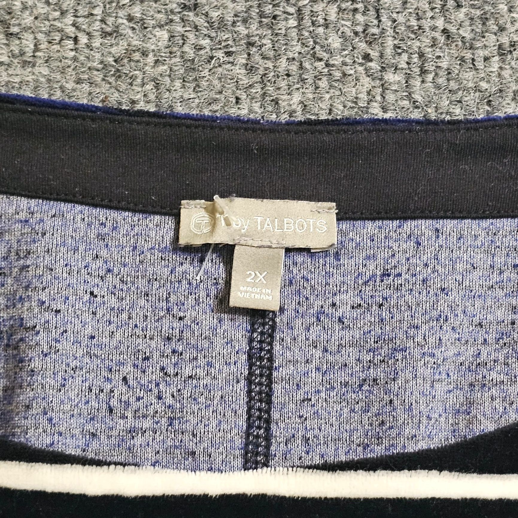 Talbots Talbots Sweater Womens 2X Blue White Velour Striped 3/4 Sleeve Casual Pullover Size XXL / US 16-18 / IT 52-54 - 4 Thumbnail