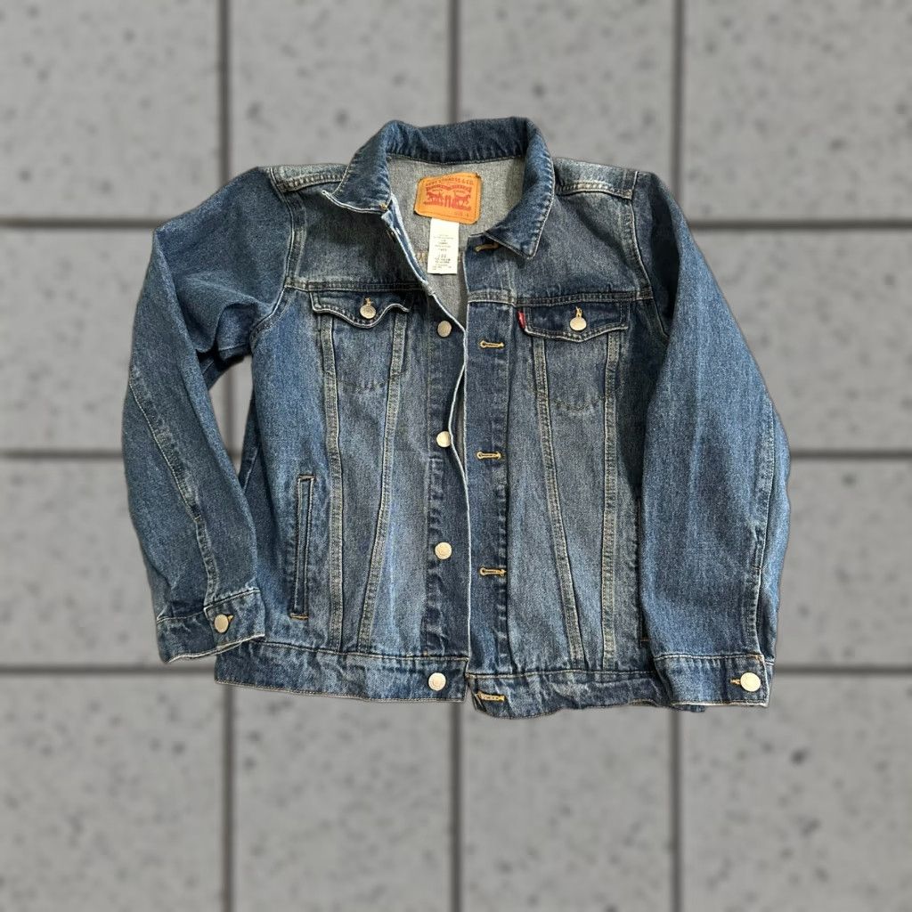 Levi's VINTAGE Levi’s Denim Jean Button Up Jacket Teens L Blue Button Levi’s Made & Crafted All Seasons Size US 33 - 1 Thumbnail