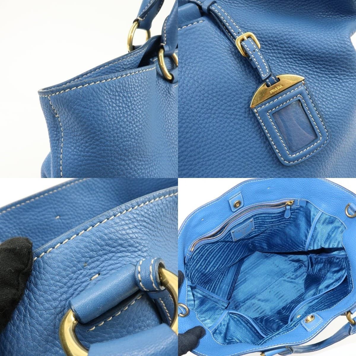 Prada Prada Vitello Daino Calfskin Shoulder Bag Blue Size ONE SIZE - 6 Thumbnail