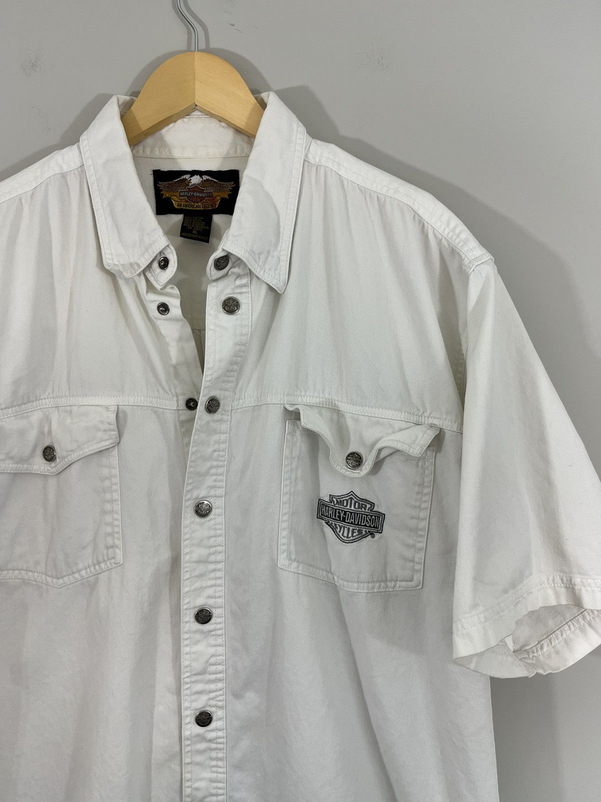 Vintage Harley Davidson Snap Down Distressed Moto Shirt Size US XL / EU 56 / 4 - 2 Thumbnail