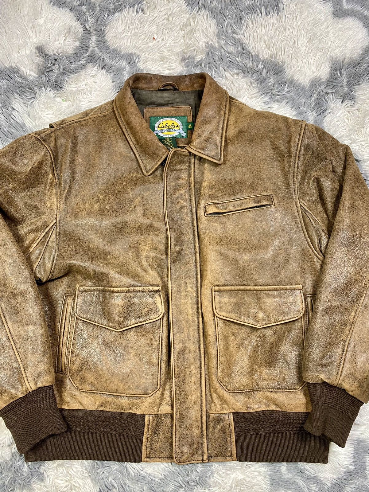 Vintage Cabela's Leather popular Bomber Jacket: Size Large