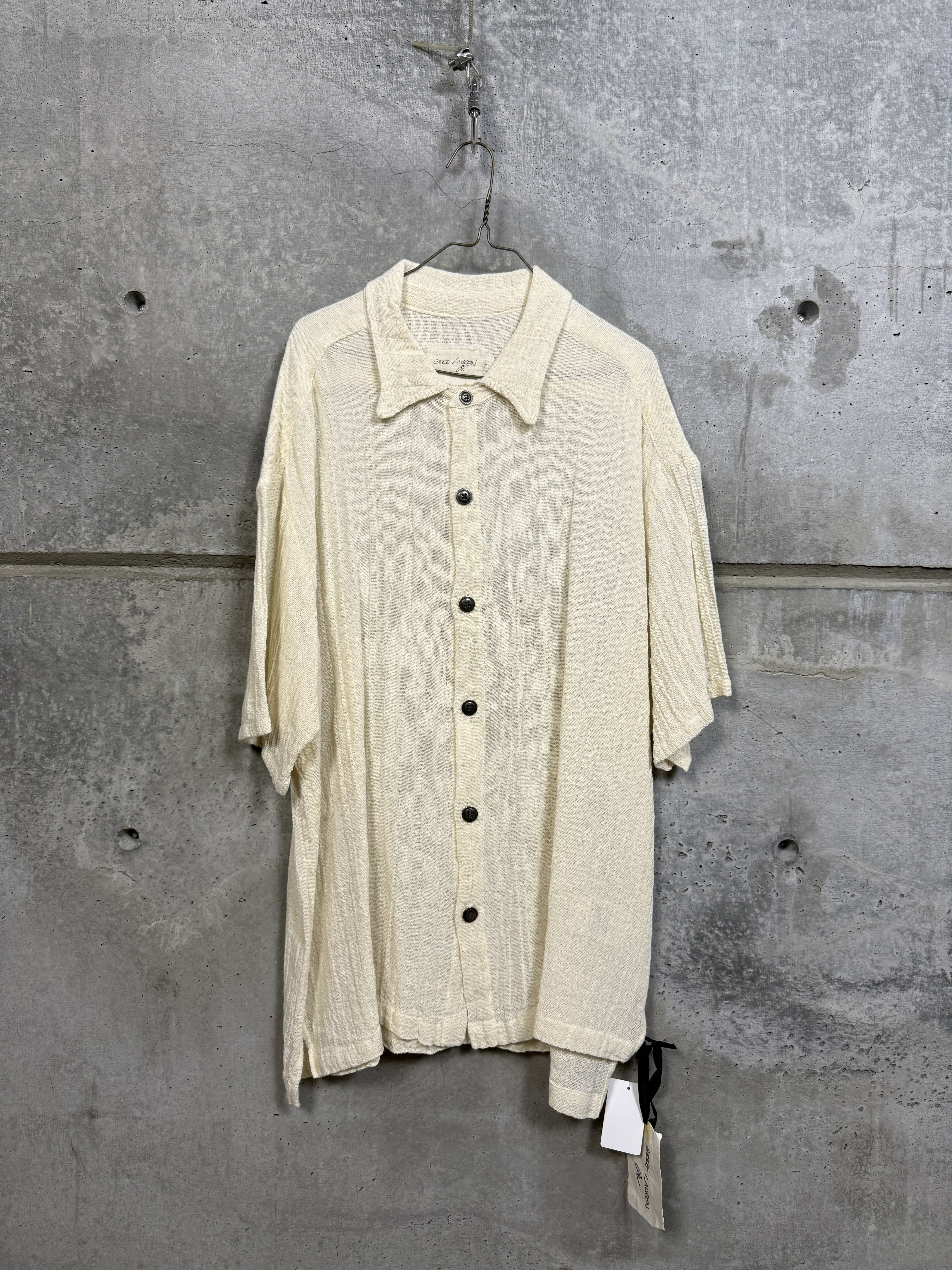 Greg Lauren $750 Greg Lauren Ivory Mesh Short Sleeved Boxy Shirt Size US XXL / EU 58 / 5 - 4 Thumbnail