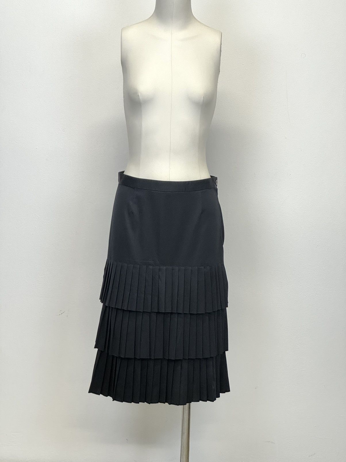 Comme des Garcons × Junya Watanabe 1998 Junya Watanabe ruffled layered black midi skirt Size 29" - 2 Thumbnail