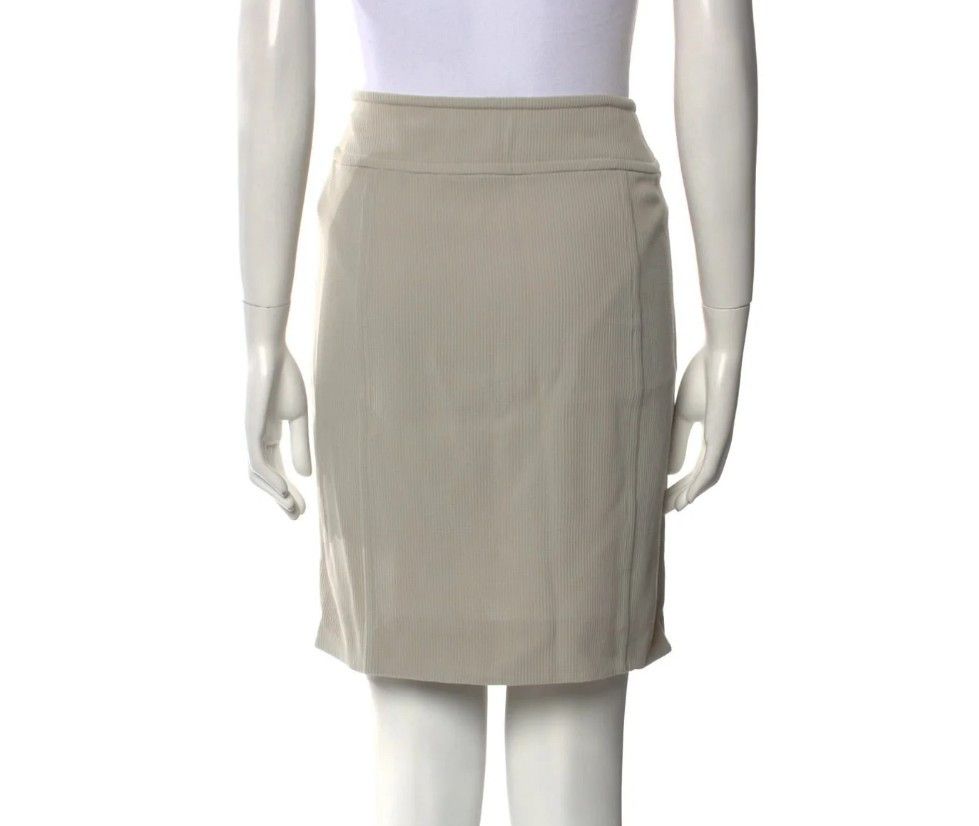 Donna Karan Wool Pencil Skirt | Beige | Zip | Designer Size 30" / US 8 / IT 44 - 5 Thumbnail