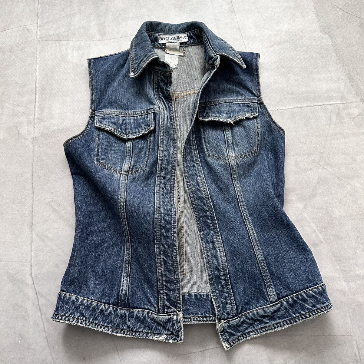 Dolce & Gabbana 90s Dolce & Gabbana Vintage Denim Vest Open Front Y2K Size S / US 4 / IT 40 - 9 Thumbnail