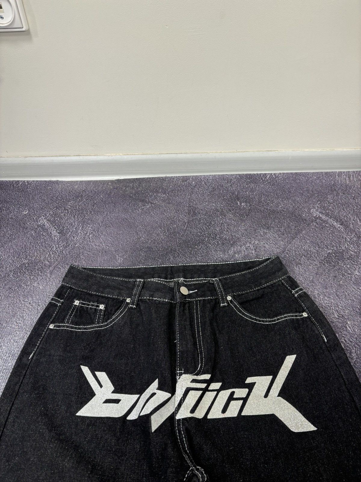 Vintage Vintage Skategang Fuck Hip Hop Y2K Black Rap Baggy Jeans Size US 30 / EU 46 - 7 Thumbnail