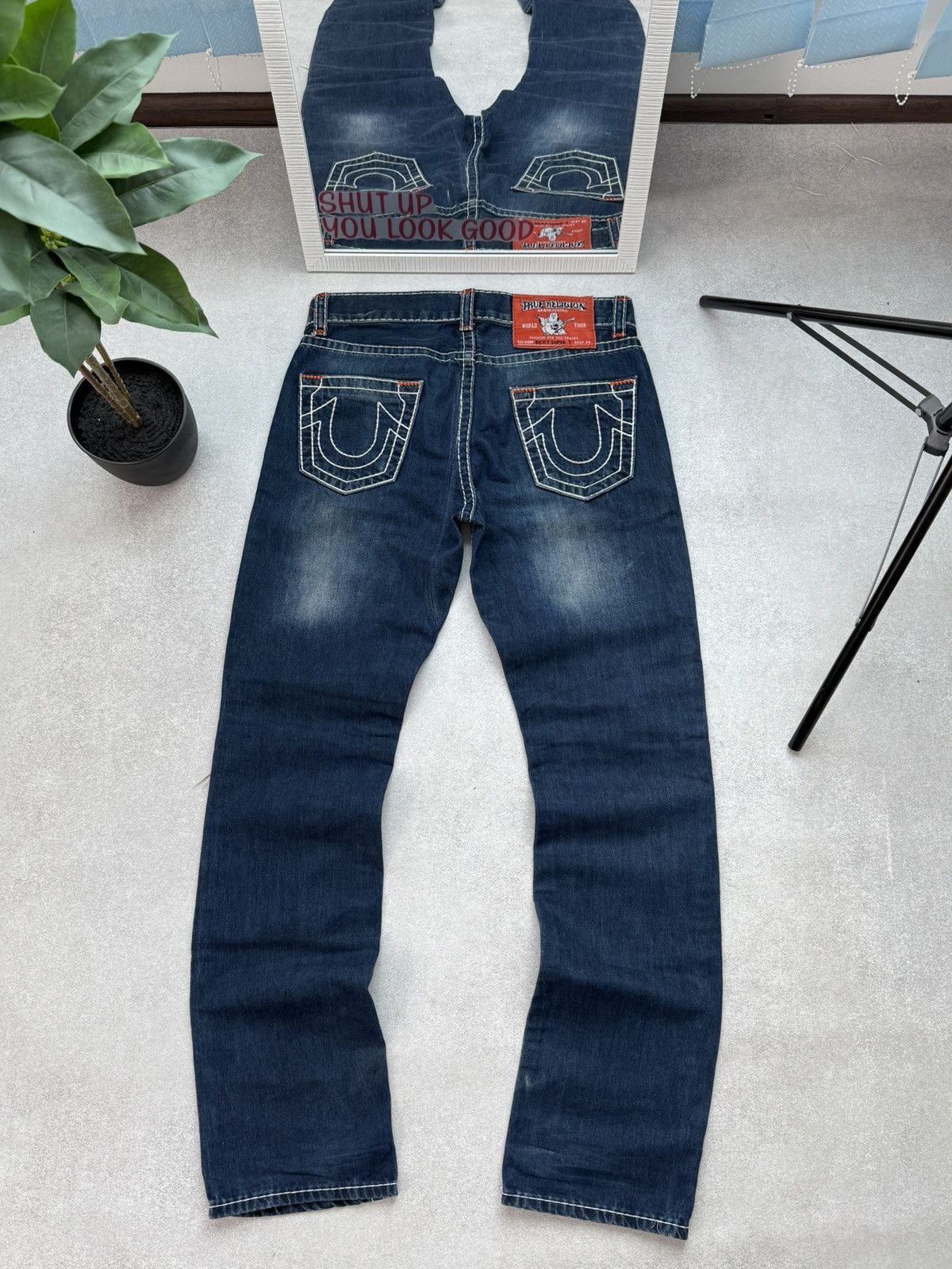 True Religion True Religion Men’s Distressed Slim Jeans Dark Wash Ripped Size US 33 - 2 Thumbnail