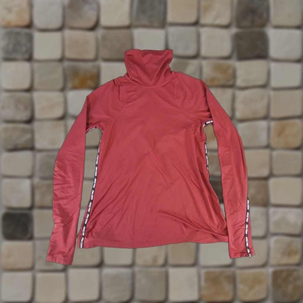 Nike VINTAGE Nike Sweater Shirt Women's L Red Dri-Fit Pullover High Neck Activewear Sweatshirt Mens Womens Size L / US 10 / IT 46 - 1 Thumbnail