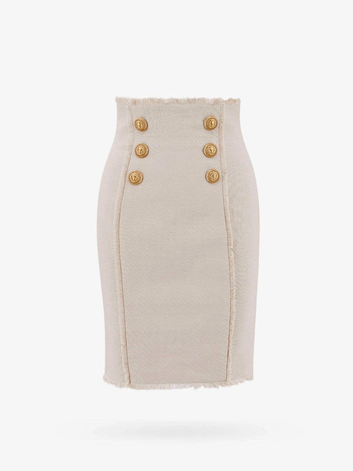 Balmain o1y0625 Midi Skirt in Beige Size 27" / US 4 / IT 40 - 1 Thumbnail