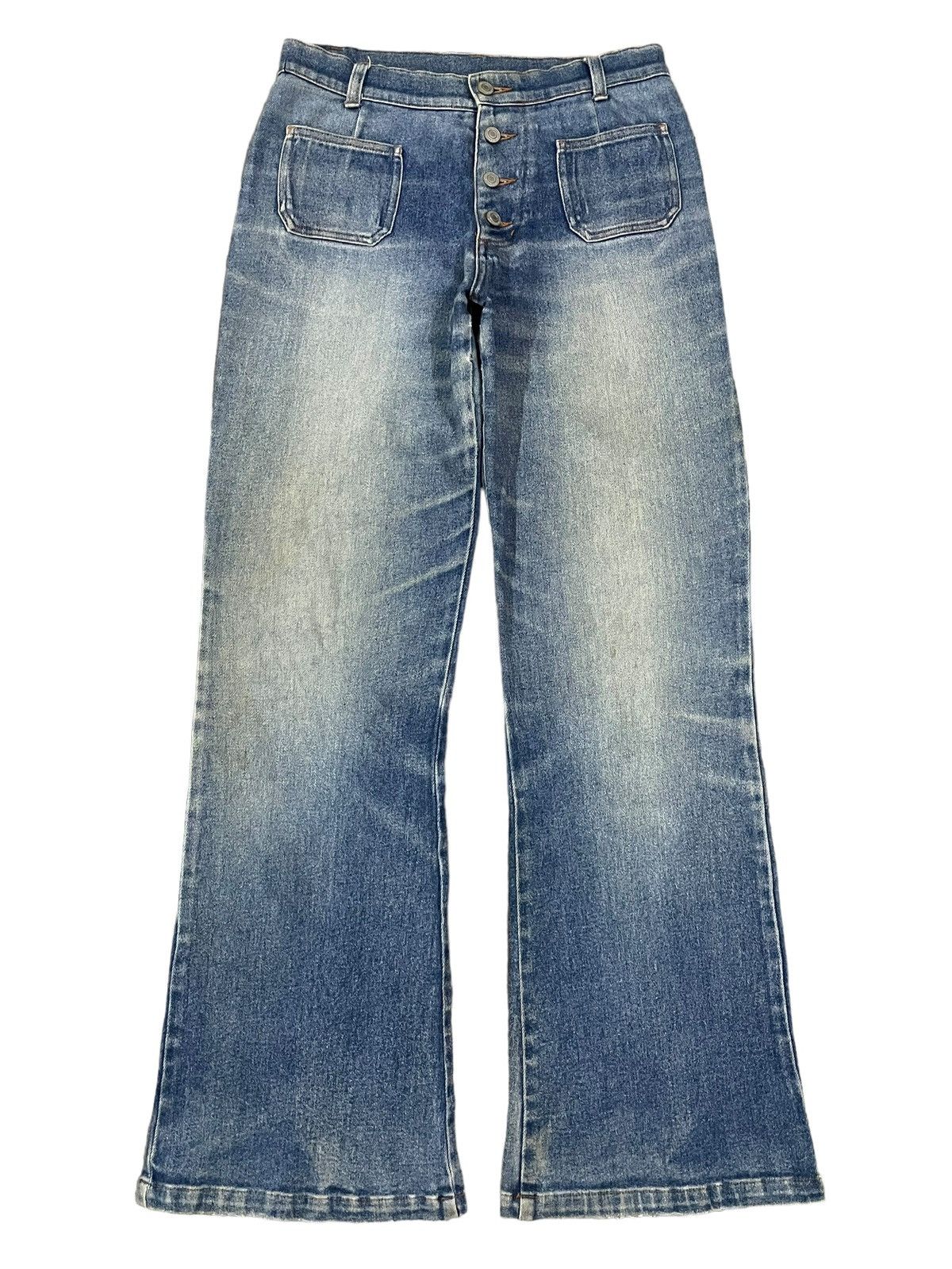 Japanese Brand Vintage Japanese Brand Fading Mid Rise ButtonFly Flare Jeans Size 30" / US 8 / IT 44 - 5 Thumbnail