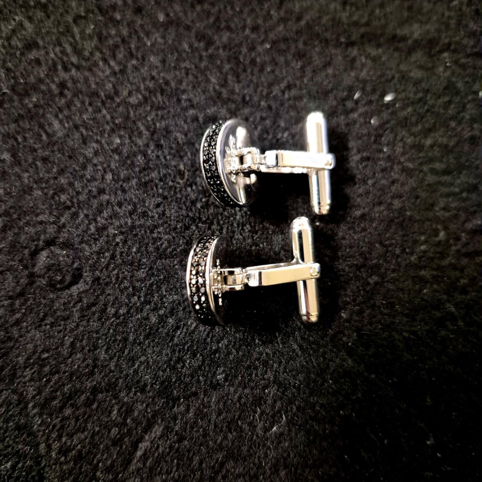 Other Sutton by Rhona Sutton Mother of Pearl & Black CZ Cufflinks Size ONE SIZE - 4 Thumbnail