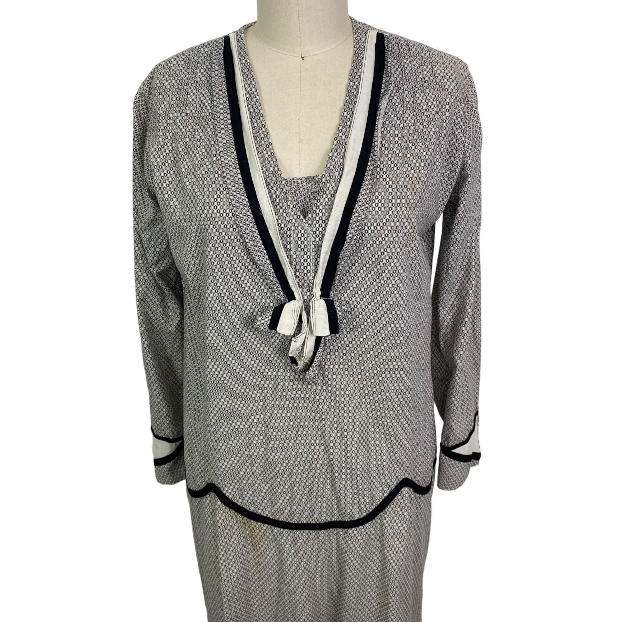 Vintage Vintage 50's White/Black Micro Geometric Pattern Maxi Peasan Size M / US 6-8 / IT 42-44 - 3 Thumbnail