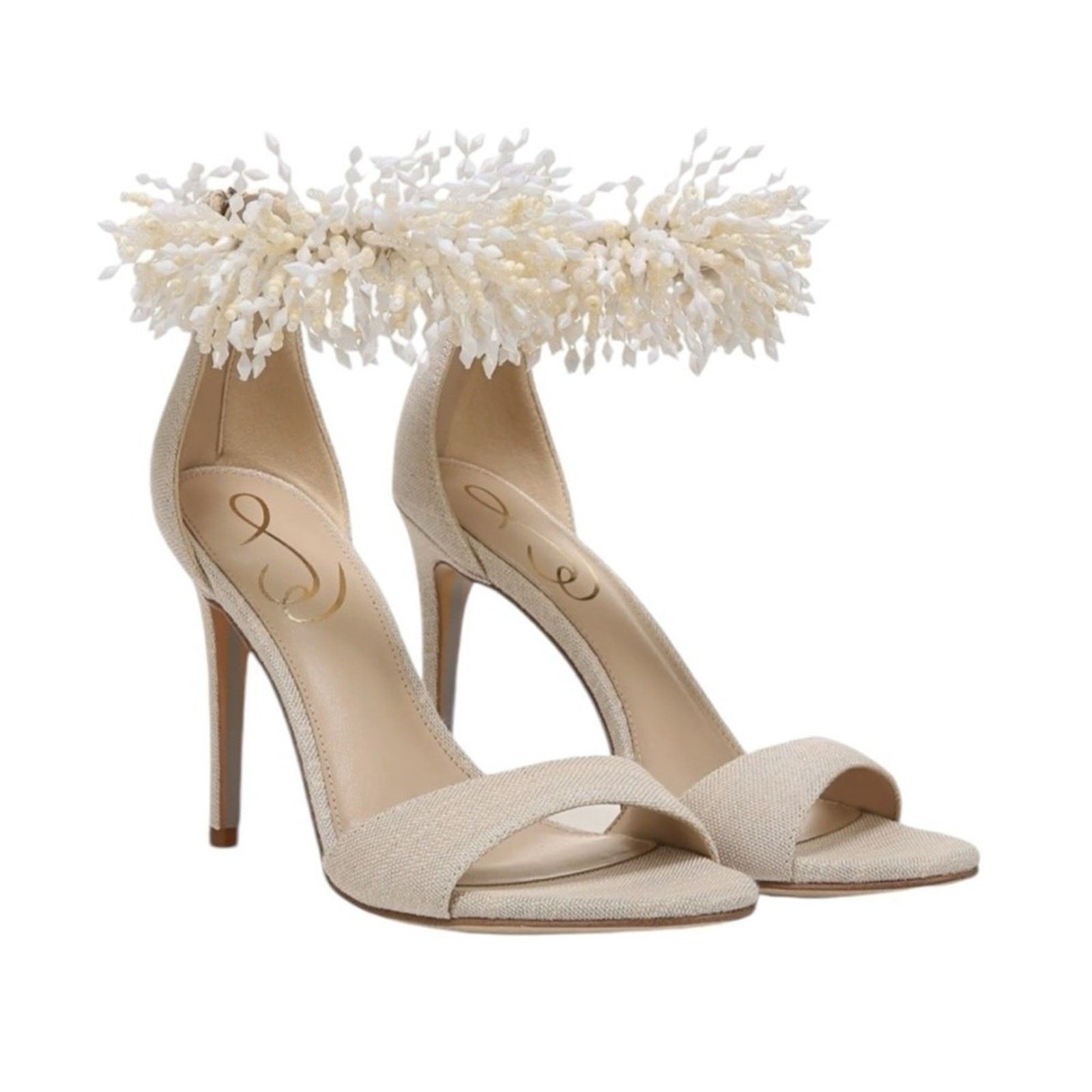 Sam Edelman Sam Edelman Gillie Sand Linen Beaded Heels Womens Size 8 Size US 8 / IT 38 - 1 Thumbnail