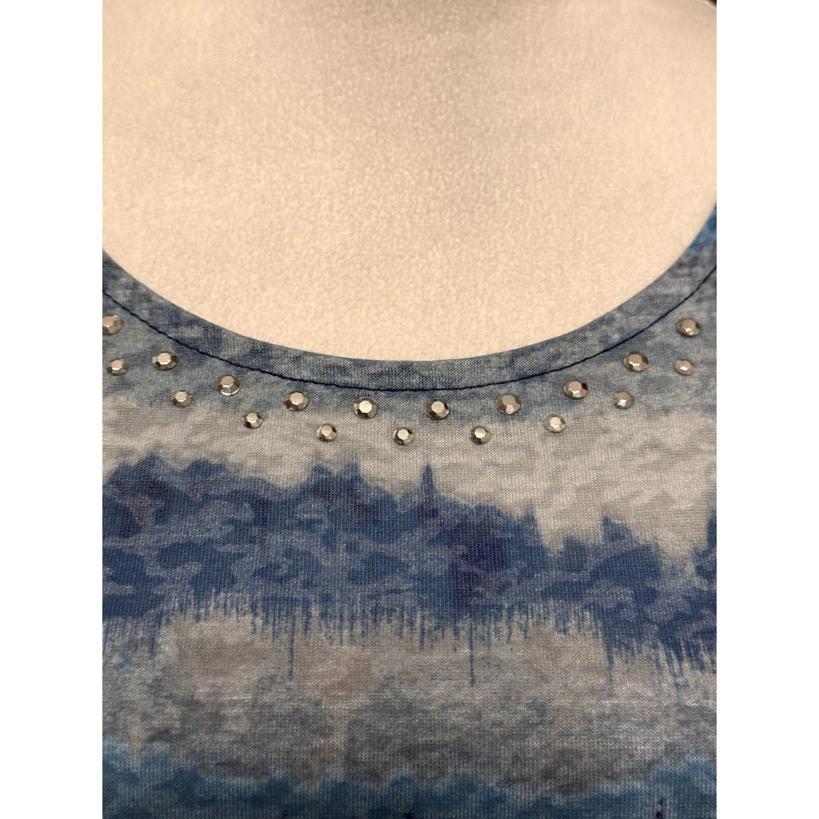 Other Ruby Rd. Blouse Embellished Watercolor Striped Blue W M NWT Size M / US 6-8 / IT 42-44 - 5 Thumbnail