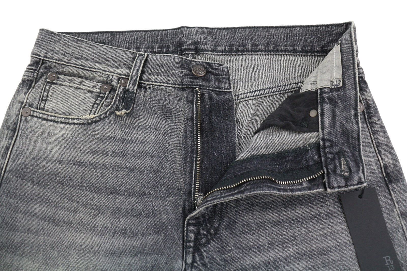 R13 BOYFRIEND 26 Leyton Black Faded Whiskers Zip FW25 86813 Size 26" / US 2 / IT 38 - 4 Thumbnail