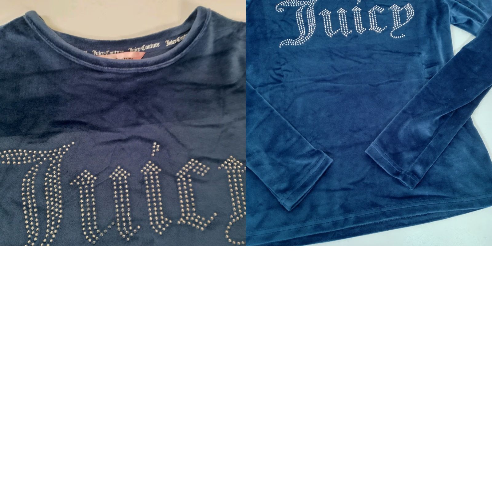 Juicy Couture Juicy Couture Sleepwear Shirt Small Blue Velour Rhinestone Bling Long Sleeve Y2K Womens Pajama Top Size S / US 4 / IT 40 - 8 Thumbnail