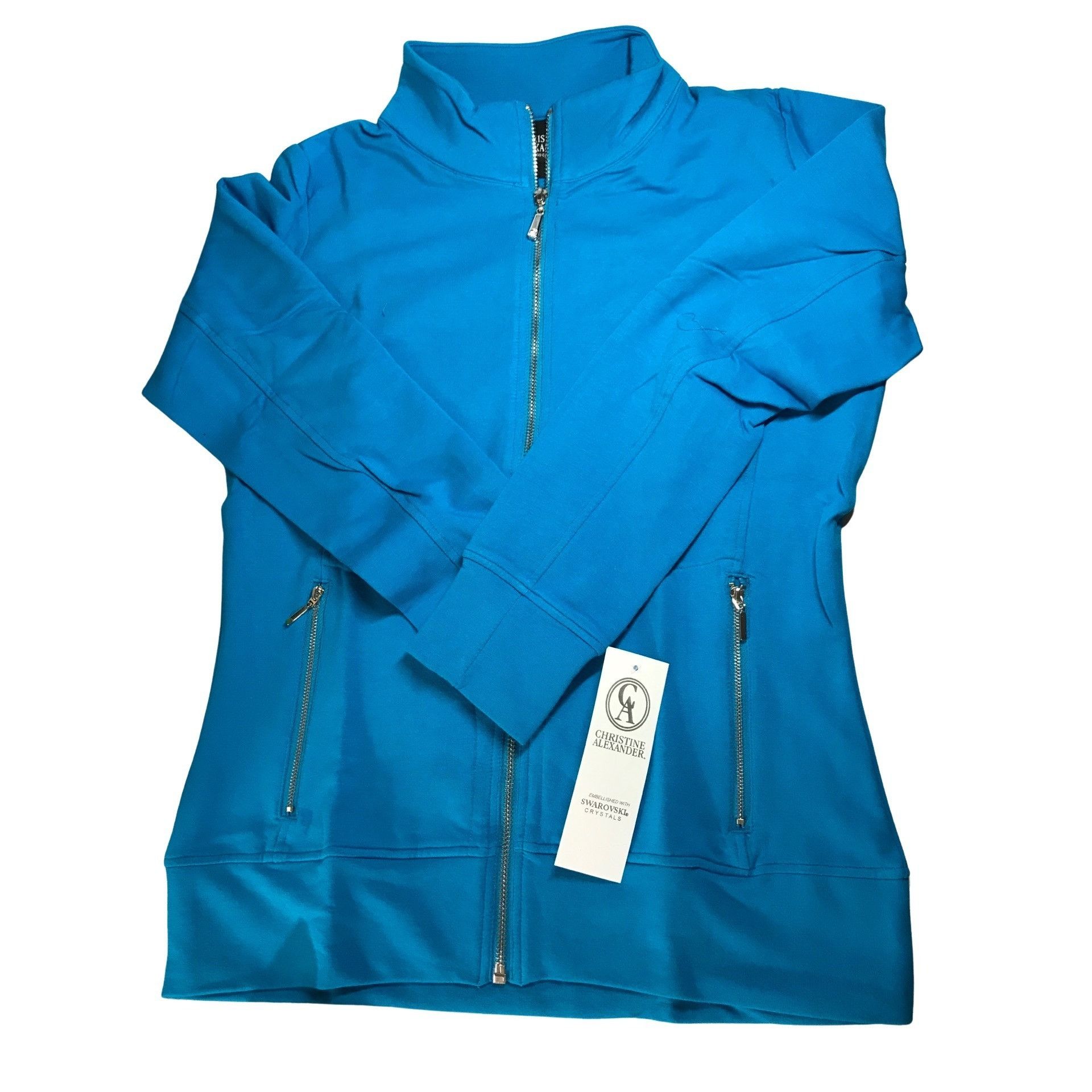 Swarovski Christine Alexander Small Blue Cotton Sport Track Jacket Gym Size S / US 4 / IT 40 - 1 Thumbnail