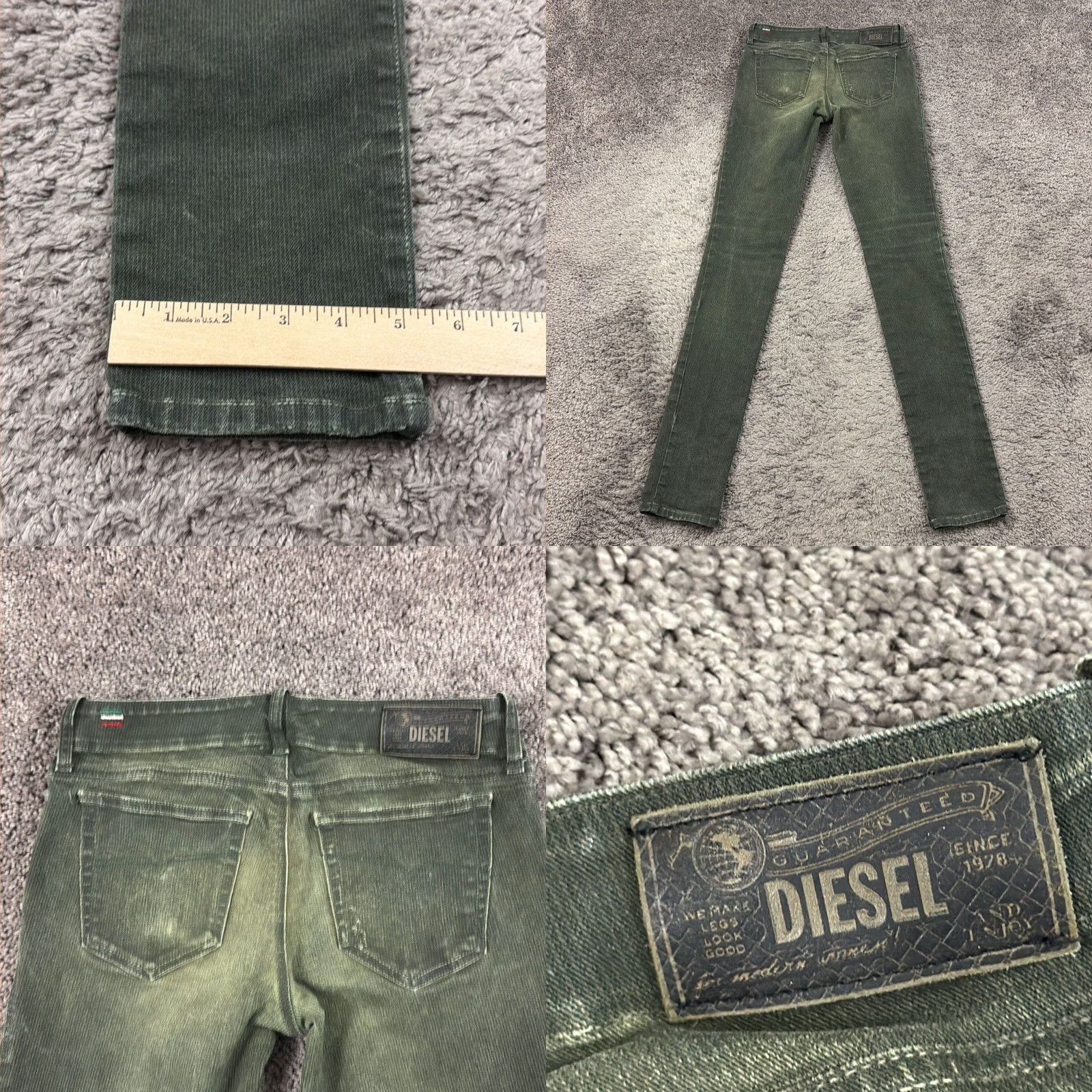 Diesel Diesel Jeans Womens Green Corduroy Skinny Slim Fit Grupee Stretch Italy 27x35 Size 27" / US 4 / IT 40 - 8 Thumbnail