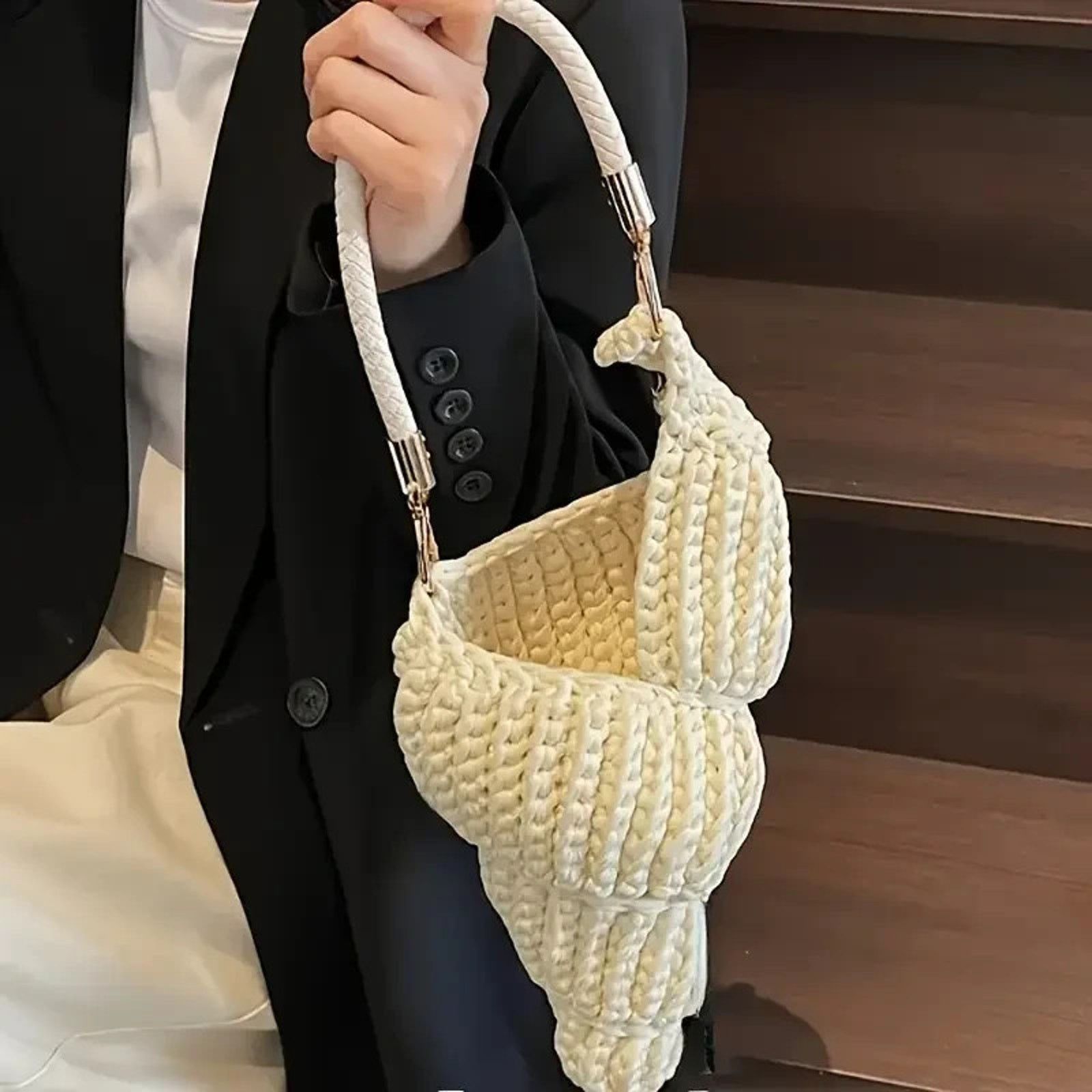 Other CROCHET KNIT YARN CONCH SEA SHELL HAND BAG SHOULDER BAG NEW Size ONE SIZE - 2 Thumbnail