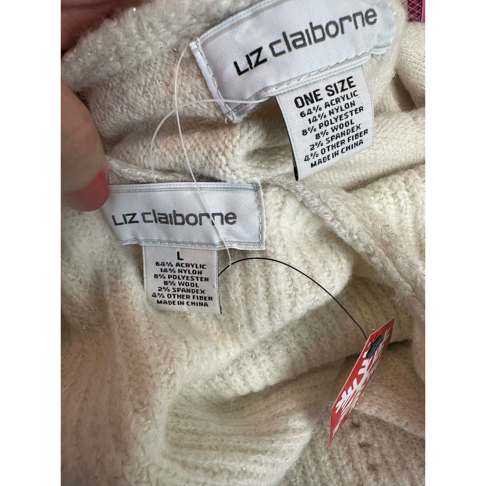 Liz Claiborne Liz Claiborne Pointelle Sweater with Infinity Scarf Size L Size L / US 10 / IT 46 - 3 Thumbnail