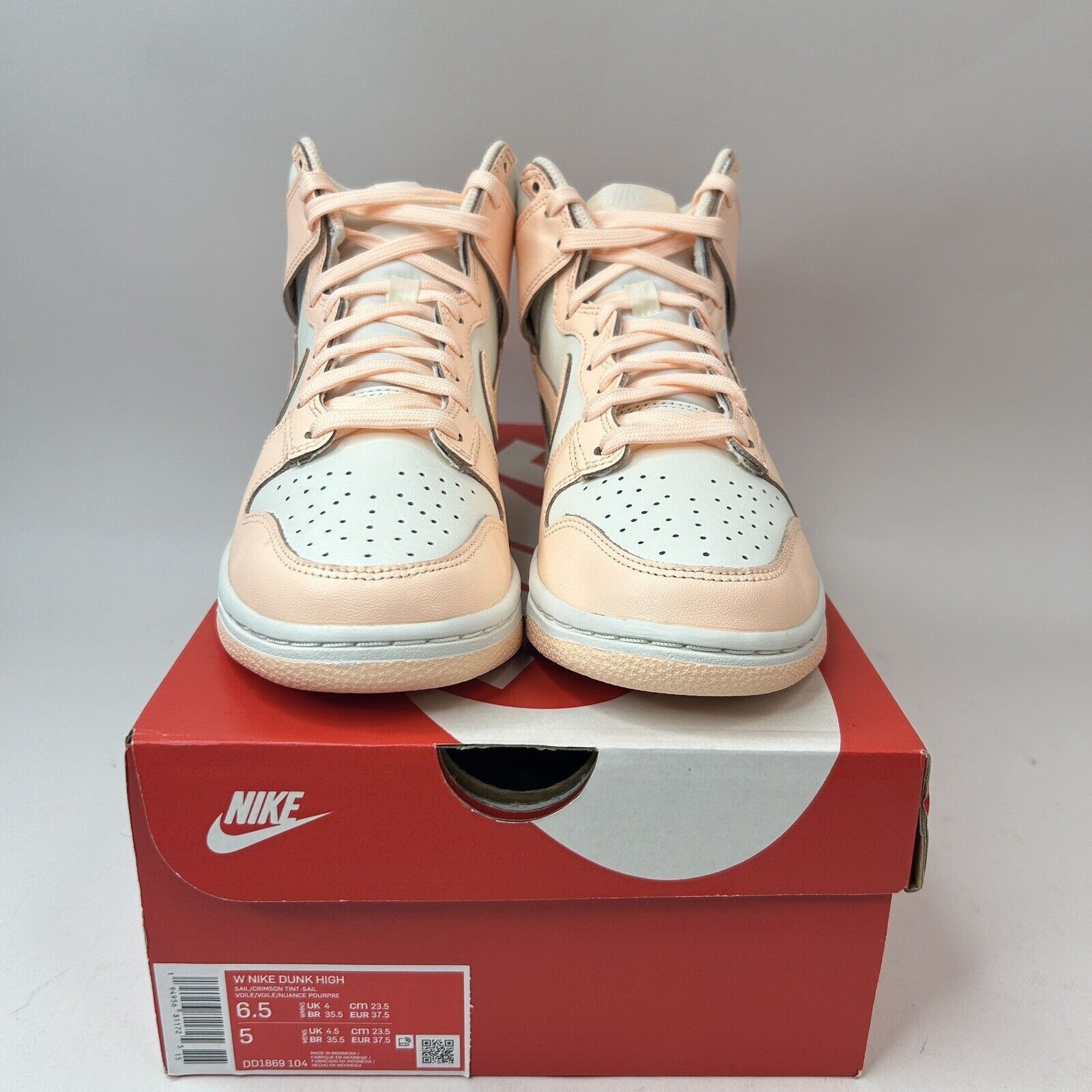 Nike Nike Dunk High WMNS “Sail Crimson Tint” 2023 Size US 6.5 / IT 36.5 - 2 Thumbnail