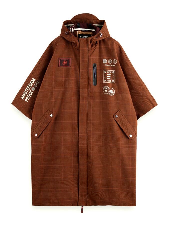 image of Scotch Soda Scotch & Soda Amsterdam Proof Poncho + Hat In Brown, Women's