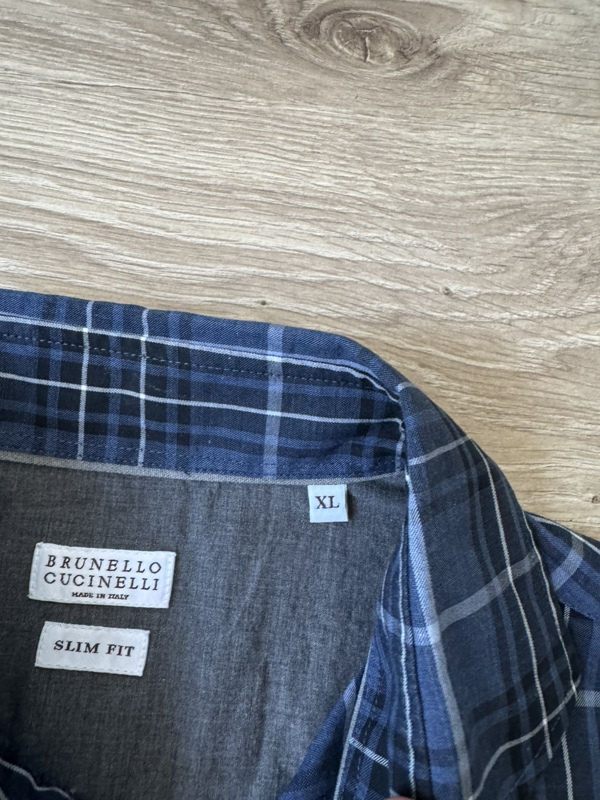 Brunello Cucinelli Brunello Cucinelli Slim Fit Blue Flannel Button Up Shirt Size US XL / EU 56 / 4 - 5 Thumbnail