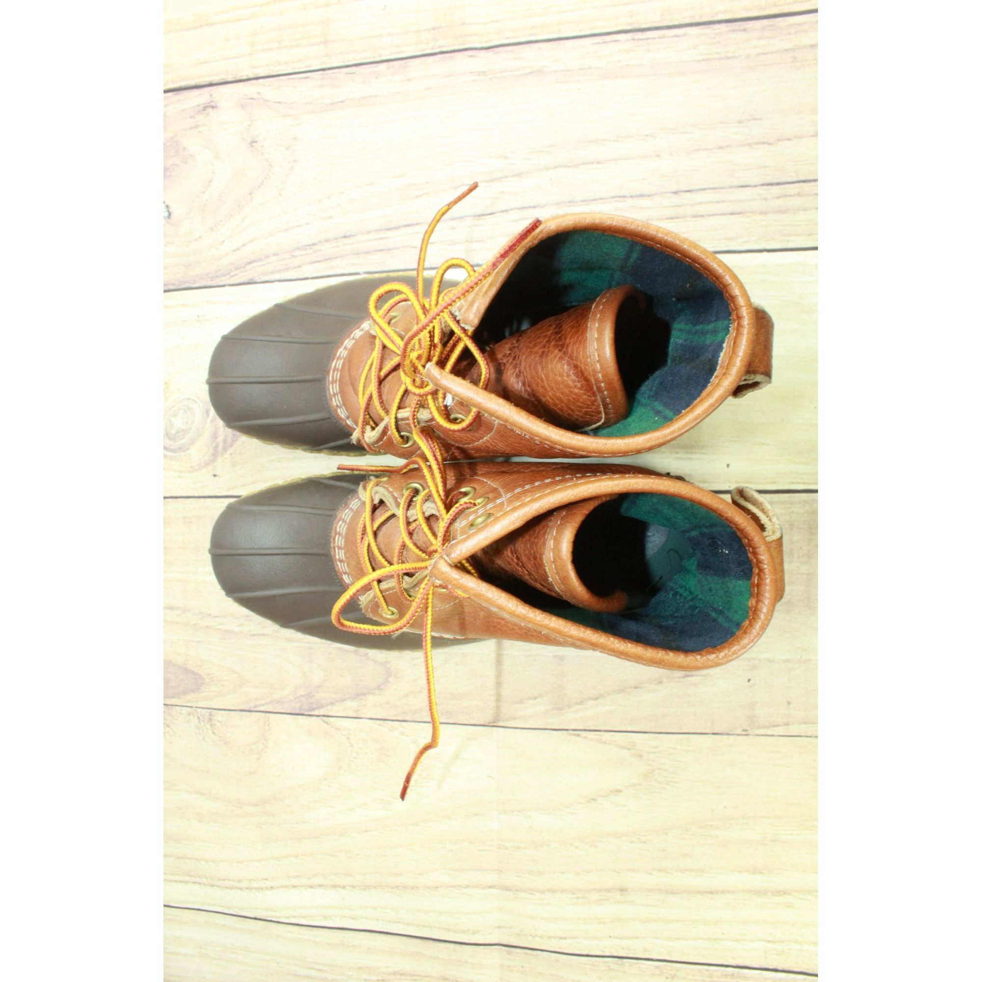 L.L. Bean × Leather LL Bean Women's Brown Lace Up Unlined Ankle Duck Boots Size US 9 / IT 39 - 7 Thumbnail
