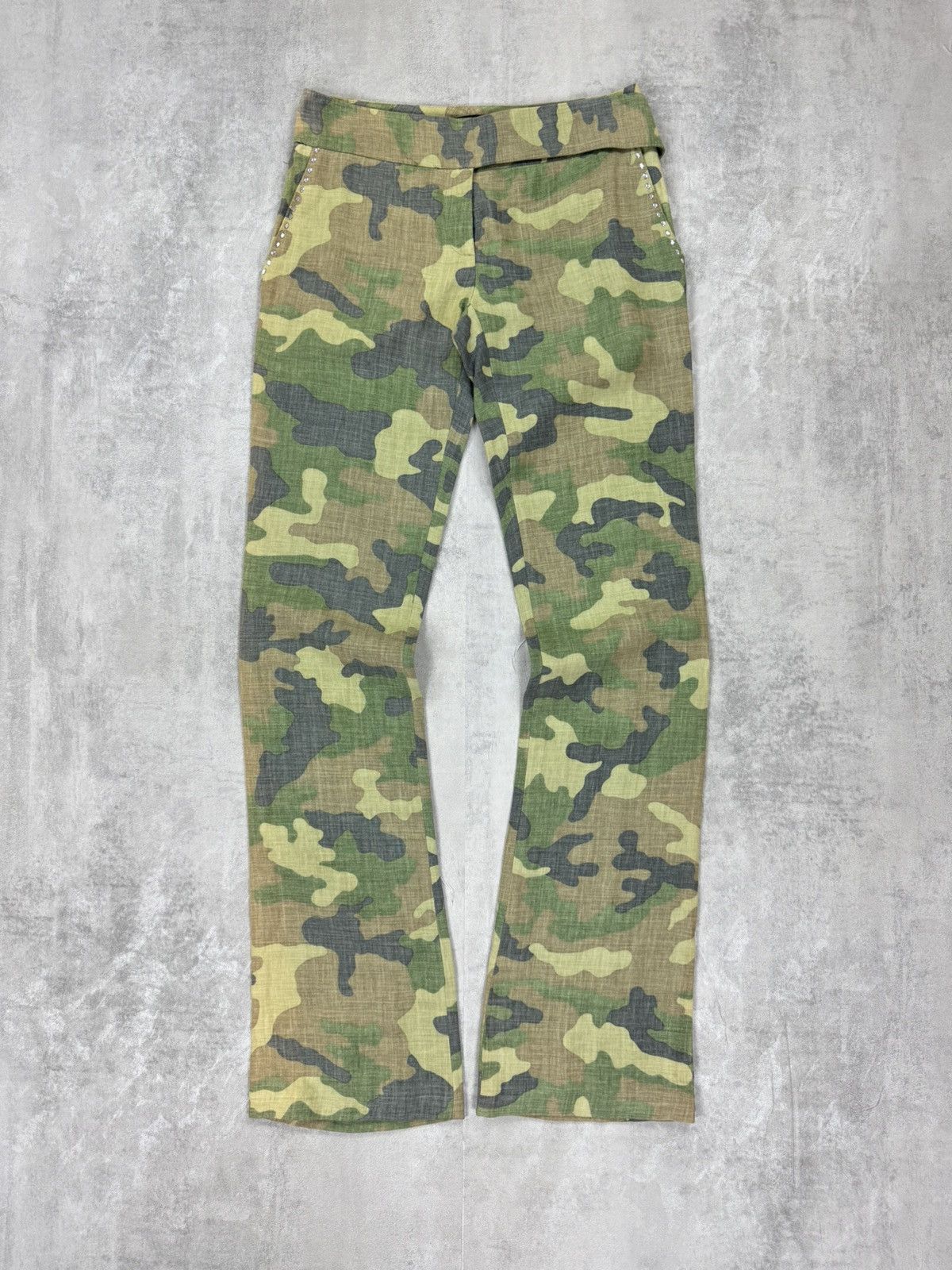 John Richmond John Richmond Linen Camouflage Pants Crystal Bootcut size 46 Size 32" / US 10 / IT 46 - 1 Thumbnail