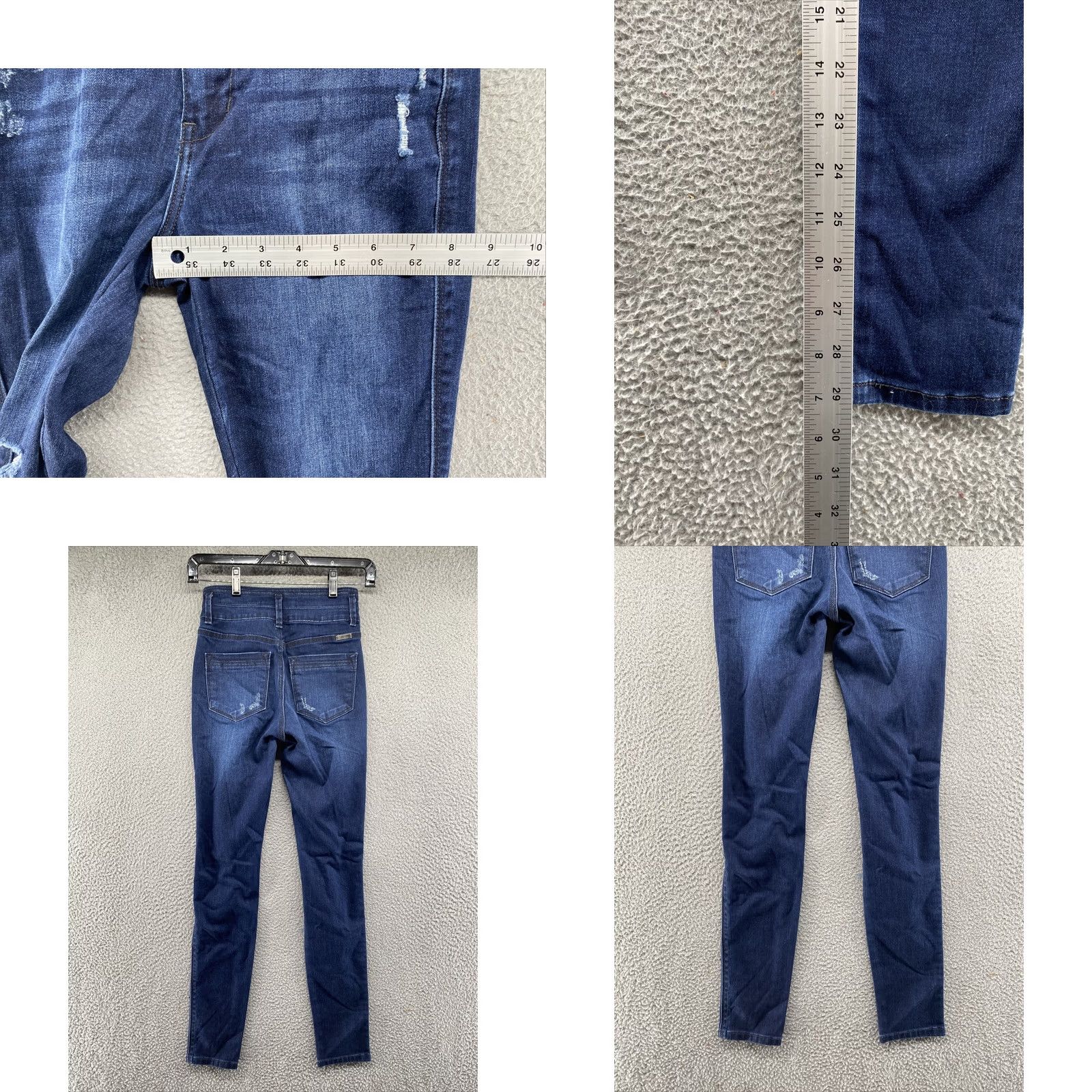 Vintage KAN CAN Signature Distressed Dark Wash Women's Jeans Size 0/23 Slim 5-Pocket Denim Mid Rise Distressed Button Zipper Stretch Jeans Size 25" / US 0 / IT 36 - 8 Thumbnail