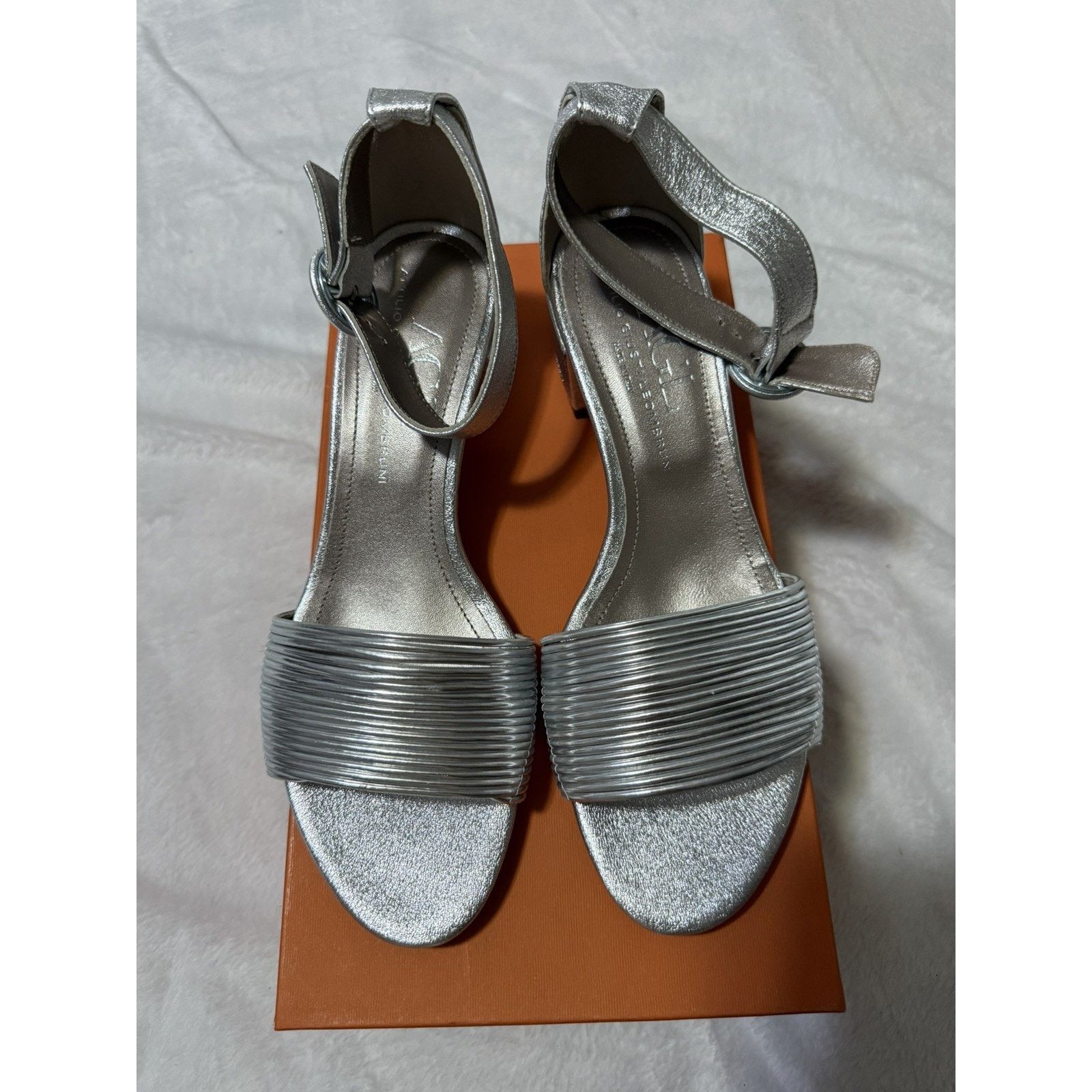 AGL AGL Sandals Shoes Womens Size 8.5 Silver Leather $380 MSRP Size US 8.5 / IT 38.5 - 1 Thumbnail