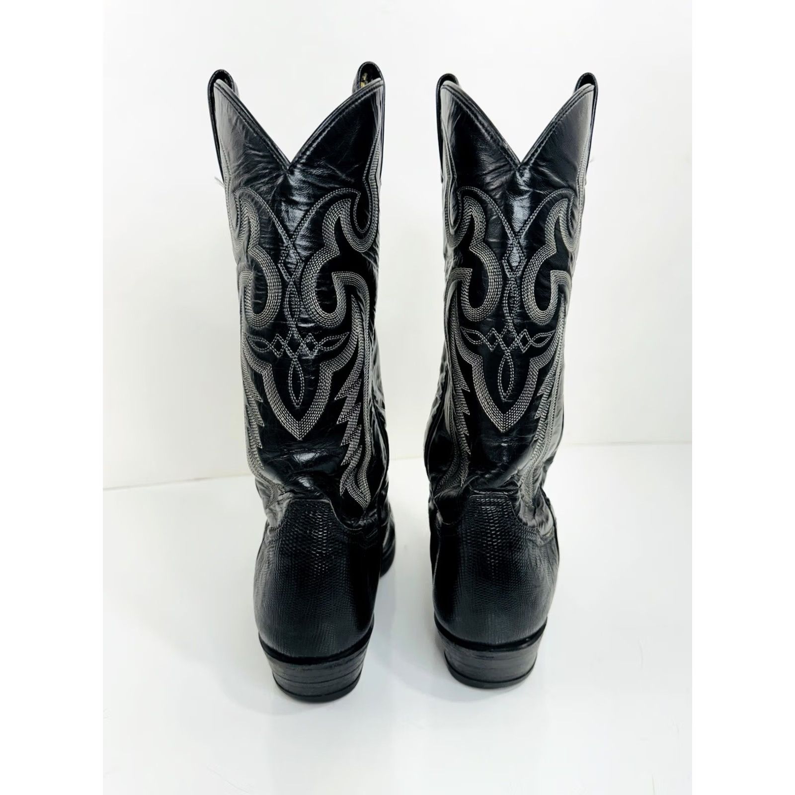 Tony Lama TONY LAMA Mens Cowboy Western Boots Black Lizard Exotic 7.5 D Size US 8 / EU 41 - 5 Thumbnail