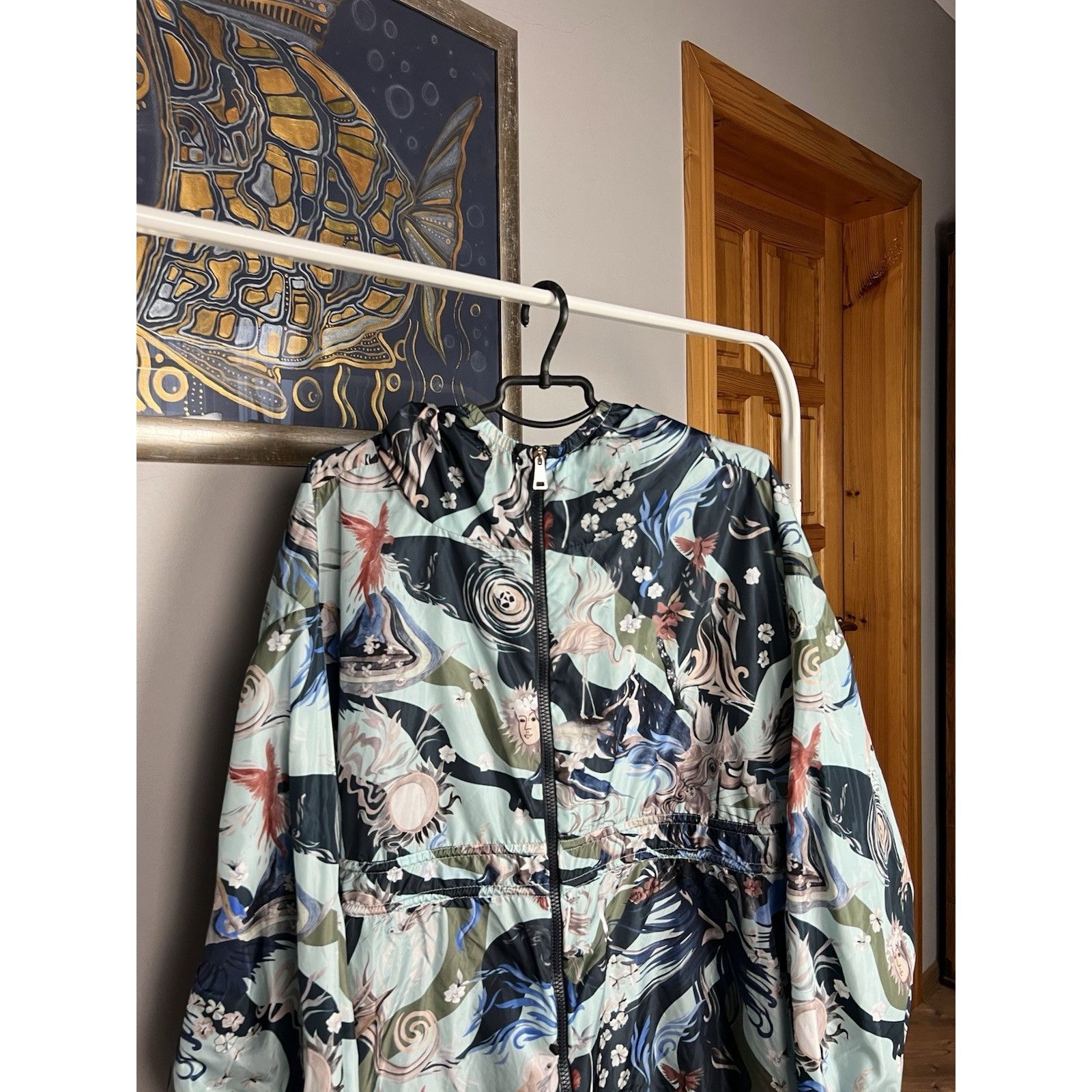 Moncler Moncler Lichen Women`s Blue Long Rain Coat Windbreaker Jacke Size M / US 6-8 / IT 42-44 - 4 Thumbnail