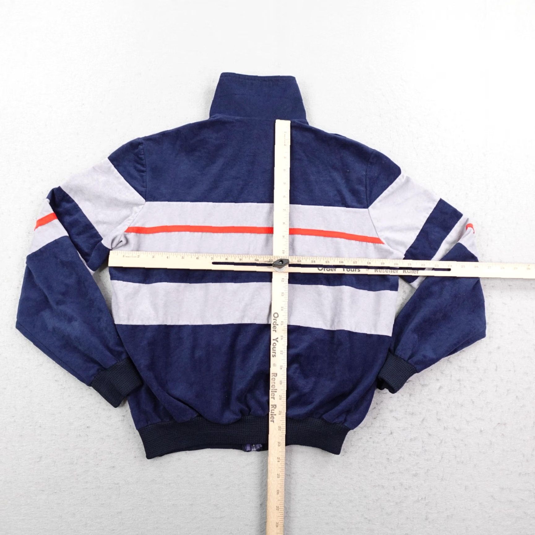 Adidas VINTAGE Adidas Jacket Men Medium Blue Stripe Velour Track Coat France 80s Sports Retro Full Zip Pockets Size US M / EU 48-50 / 2 - 5 Thumbnail